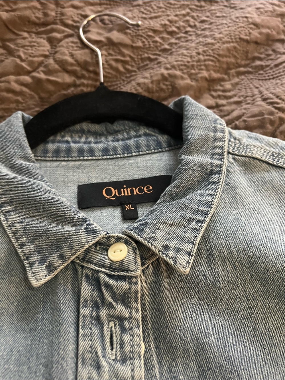 Quince Women’s Washed Denim Button-Front Shirt - Light Blue - Picture 3 of 5